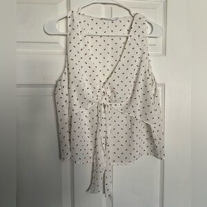Lush Women’s Size M Cream Sleeveless Knot-Front Camisole with Red and Beige